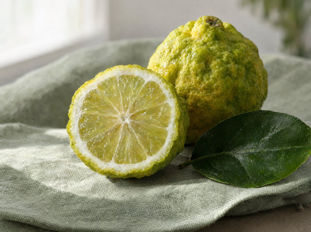 A Calabrian bergamot cut in half